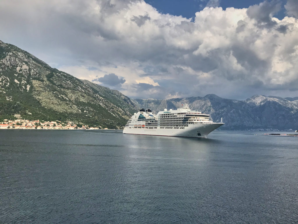 Aussicht Kotor Bucht Montenegro Schiff