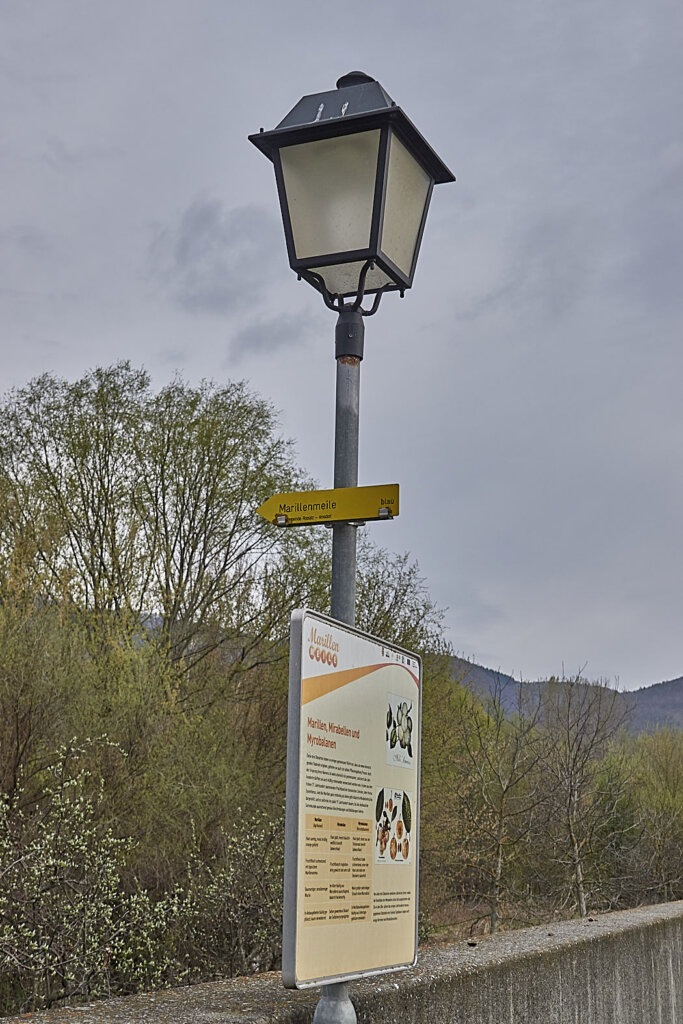Laterne mit Wegweiser Marillenmeile
