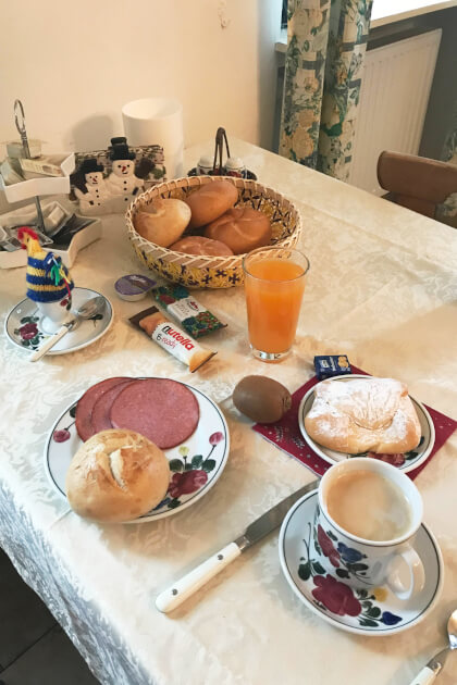 Frühstückstisch im Winzerhof Bogner in Rohrendorf bei Krems